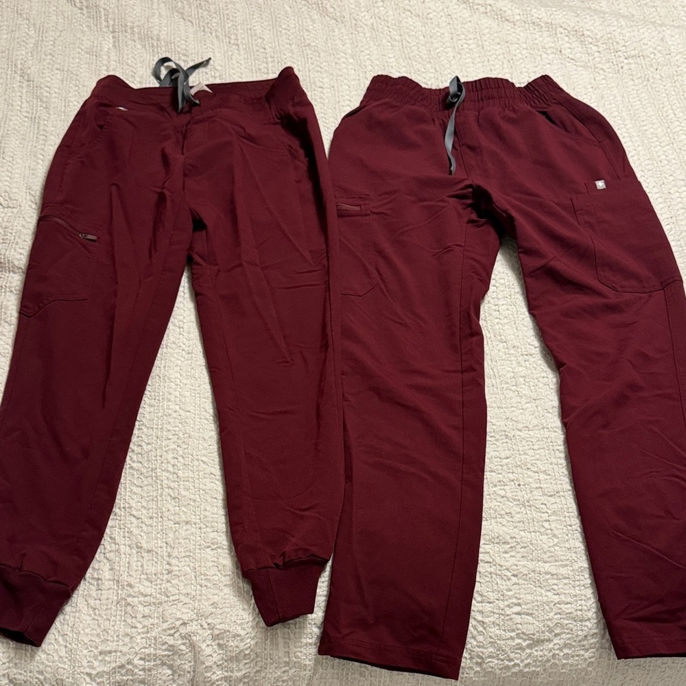 Figs Maroon Scrub Pants - set of 2, XS